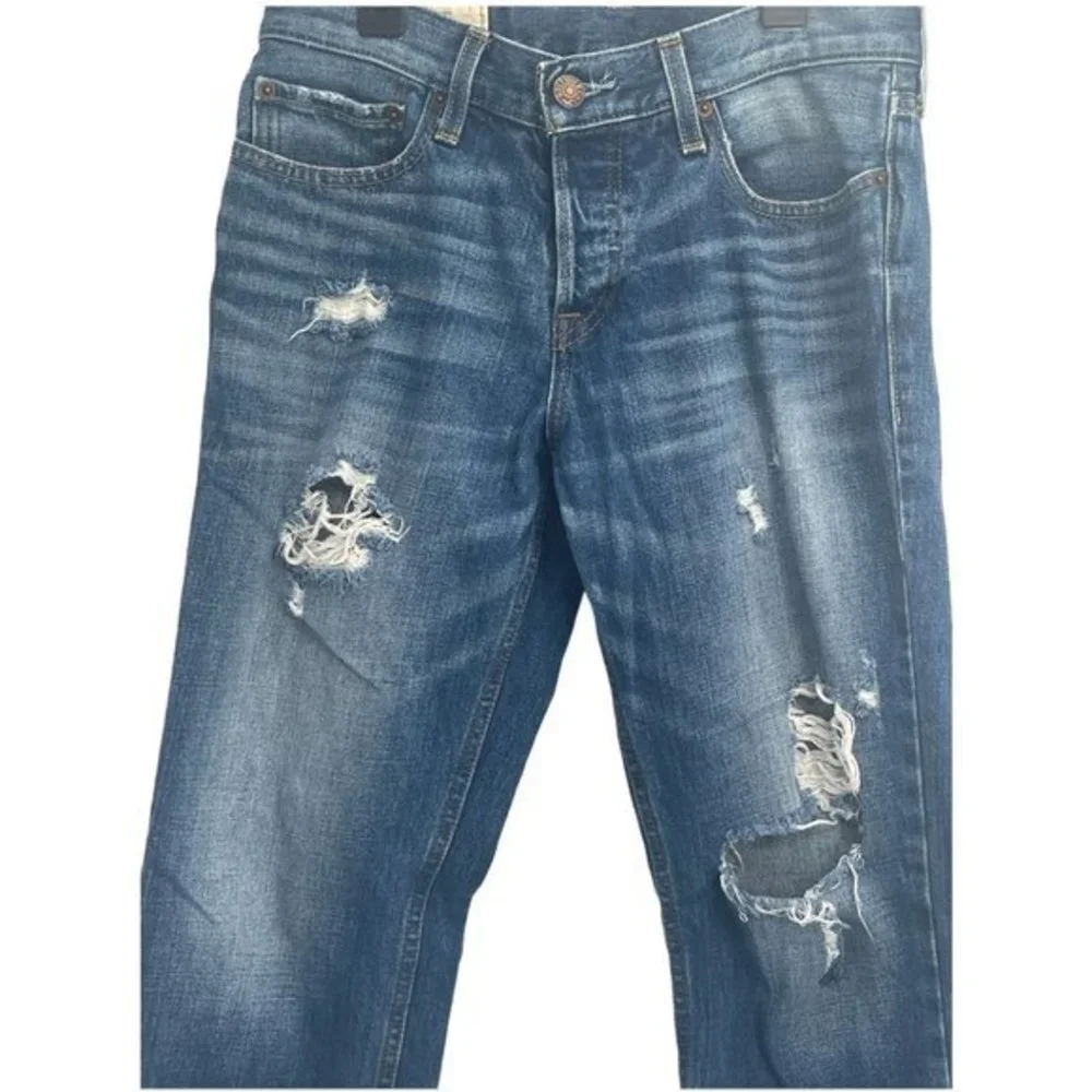 Hollister Men's‎ Size 30x30  Slim Straight Distressed Destroyed Denim Blue Jeans